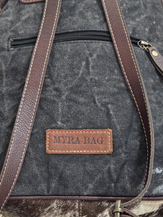 Myra Bag Leather Hair-on-Cowhide Backpack Tooled Hide Western Boho Cowgirl